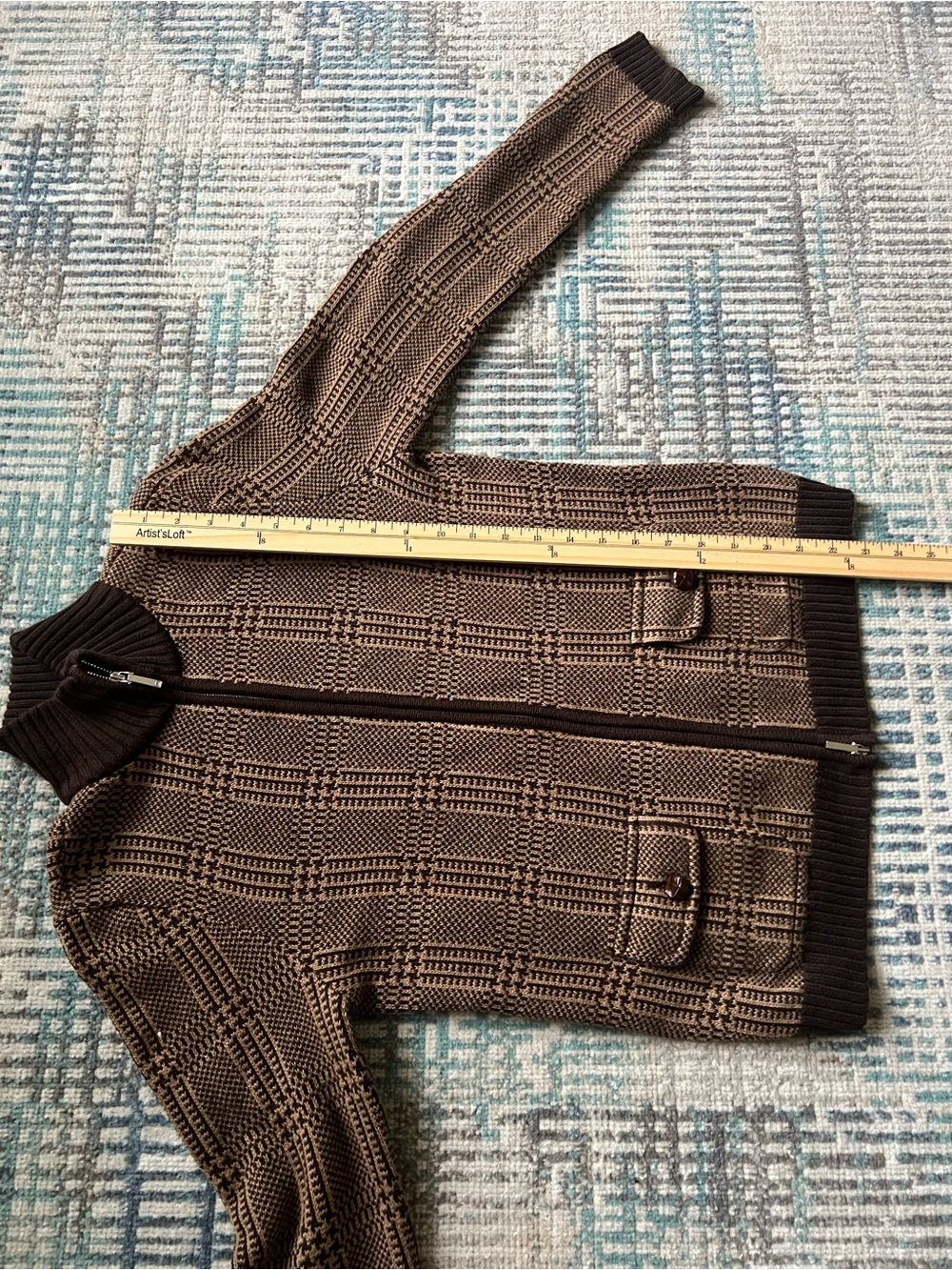 Women’s Lauren Ralph Lauren Brown Knit Zip Cardigan Sweater Small - Picture 6 of 7